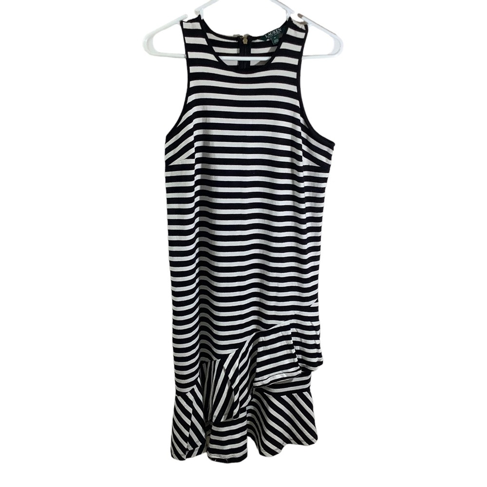 Lauren Ralph Lauren Ruffled Striped Cotton Dress